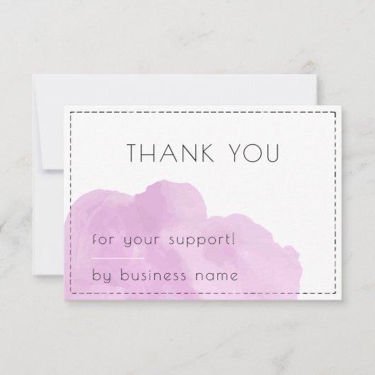 シンプルモダンPink Business Thank You Note Card サンキューカード (正面)