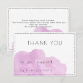 シンプルモダンPink Business Thank You Note Card サンキューカード (正面/裏面)