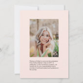 シンプルモダンPink Graduation Photo発表 案内状 (裏面)