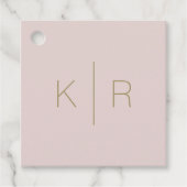 シンプルモダンPink Monogram結婚's Thank You フェイバータグ (正面)