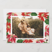シンプルモダンPoinsettia家族の写真クリスマス シーズンカード (正面)