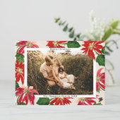 シンプルモダンPoinsettia家族の写真クリスマス シーズンカード (スタンド正面)