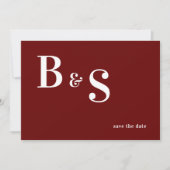 シンプルモダンRed Monogram QRコード日付の保存 セーブザデート (正面)