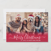 シンプルモダンRed Script 2フォトクリスマス シーズンカード (正面)