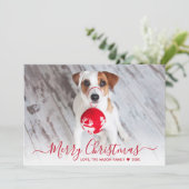 シンプルモダンRed Script 2フォトクリスマス シーズンカード (スタンド正面)