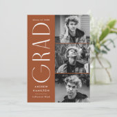 シンプルモダンRust 3写真卒業パーティー 招待状 (スタンド正面)