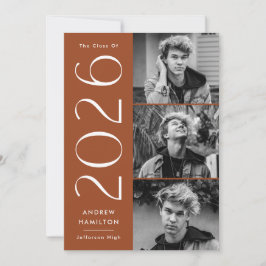 シンプルモダンRust 3 Photo 2023卒業 案内状