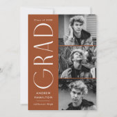 シンプルモダンRust 3 Photo Collage卒業 案内状 (正面)