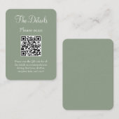 シンプルモダンSage Greenの結婚詳細QRコード エンクロージャーカード (正面/裏面)