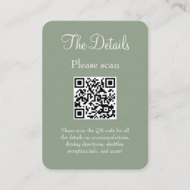シンプルモダンSage Greenの結婚詳細QRコード エンクロージャーカード