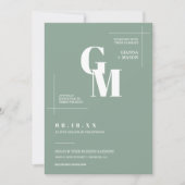 シンプルモダンSage GreenのQR結婚コード 招待状 (正面)
