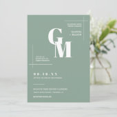 シンプルモダンSage GreenのQR結婚コード 招待状 (スタンド正面)