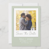 シンプルモダンSage Green写真結婚の セーブザデート (正面)