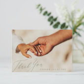 シンプルモダンSage Green書道の結婚写真 サンキューカード (スタンド正面)