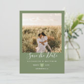 シンプルモダンSage Green Coule写真結婚 セーブザデート (スタンド正面)