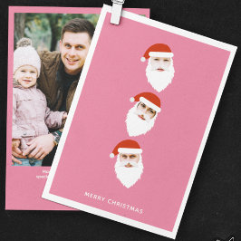 シンプルモダンSanta Graphic Pink Christmas写真 シーズンカード