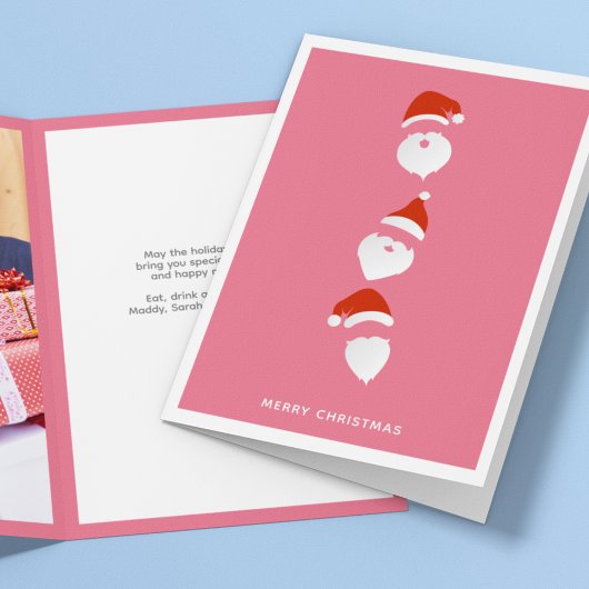 シンプルモダンSanta Graphic Pink Christmas写真 シーズンカード