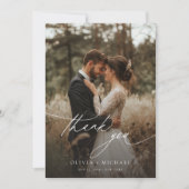 シンプルモダンScriptの素朴結婚写真 サンキューカード (正面)