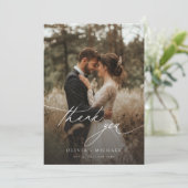 シンプルモダンScriptの素朴結婚写真 サンキューカード (スタンド正面)