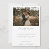 シンプルモダンScriptの素朴結婚写真 サンキューカード (裏面)