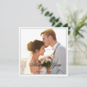 シンプルモダンScriptの結婚写真サンキューカード カード (スタンド正面)