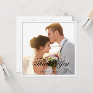 シンプルモダンScriptの結婚写真サンキューカード カード
