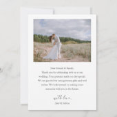 シンプルモダンScriptの結婚写真金ゴールド サンキューカード (裏面)