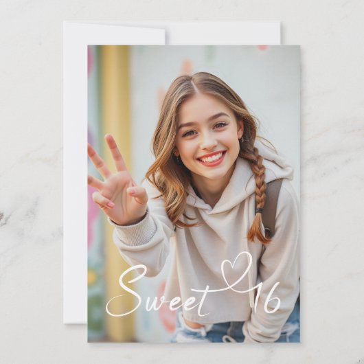 シンプルモダンScriptタイポグラフィSweet 16写真 招待状 (裏面)