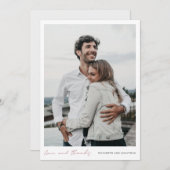 シンプルモダンScriptフォトバラ結婚金ゴールド サンキューカード (正面/裏面)