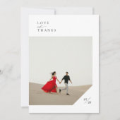 シンプルモダンScript写真結婚の サンキューカード (正面)