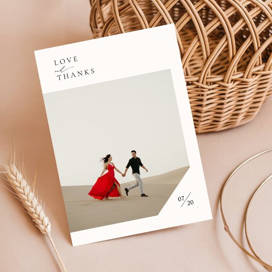 シンプルモダンScript写真結婚の サンキューカード