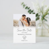 シンプルモダンScript写真結婚の セーブザデート (スタンド正面)