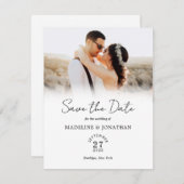 シンプルモダンScript写真結婚の セーブザデート (正面/裏面)