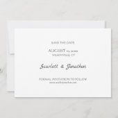 シンプルモダンScript日付のカー結婚ドの保存 セーブザデート (裏面)