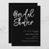 シンプルモダンScript白黒ブライダルシャワー 招待状 (正面/裏面)