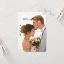 シンプルモダンScript結婚の写真サンキューカード