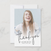シンプルモダンScript 2写真の卒業 サンキューカード (正面)