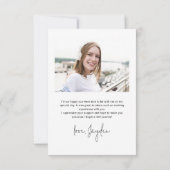 シンプルモダンScript 2写真の卒業 サンキューカード (裏面)