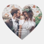 シンプルモダンScript and Photo結婚 S Thank You ハートシール (正面)