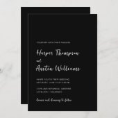 シンプルモダンScript Black結婚's 招待状 (正面/裏面)