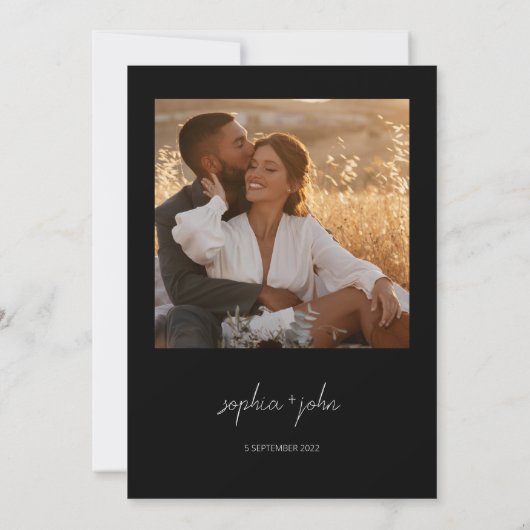 シンプルモダンScript Black結婚's All In One 招待状 (裏面)