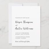 シンプルモダンScript Black And White 結婚's 招待状 (正面)