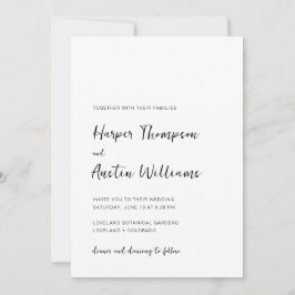 シンプルモダンScript Black And White 結婚's 招待状