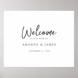 シンプルモダンScript Black & Whiteの結婚歓迎 ポスター