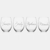 シンプルモダンScript Bridesmaidsギフトパーソナライズされた ステムなしワイングラス (裏面)