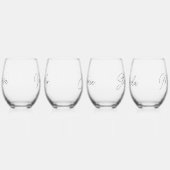 シンプルモダンScript Bridesmaidsギフトパーソナライズされた ステムなしワイングラス (左)