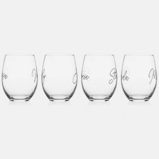 シンプルモダンScript Bridesmaidsギフトパーソナライズされた ステムなしワイングラス (左)