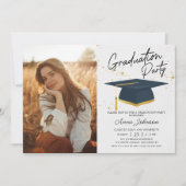シンプルモダンScript College写真卒業 招待状 (正面)