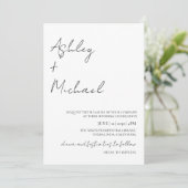 シンプルモダンScript Dress Code写真の結婚Invi 招待状 (スタンド正面)