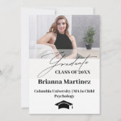 シンプルモダンScript Graduate Photo Announcement 案内状 (正面)